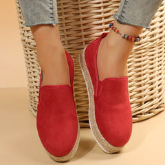 Women's Solid Espadrille Slip-On Flatform Shoes