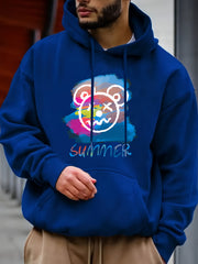 Bear Print Hoodie Men's Casual Graphic Pullover Sweatshirt