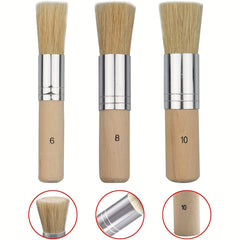 3pcs DIY Wooden Stencil Brush Natural Bristle Paint Acrylic Wood Watercolo