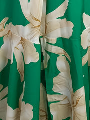 Boho Floral Flared Long Dress Lantern Sleeve Tie Waist Summer Dress