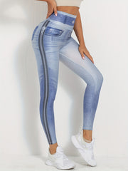 Faux Denim Print Yoga Pants Leggings Women's Activewear