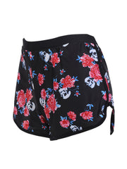 Rose & Skull Print Top & Shorts Swimsuit Set