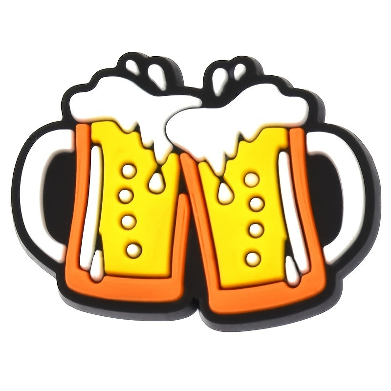15pcs Beer Pattern Shoes Decoration Pendant Clogs Slippers Sandals