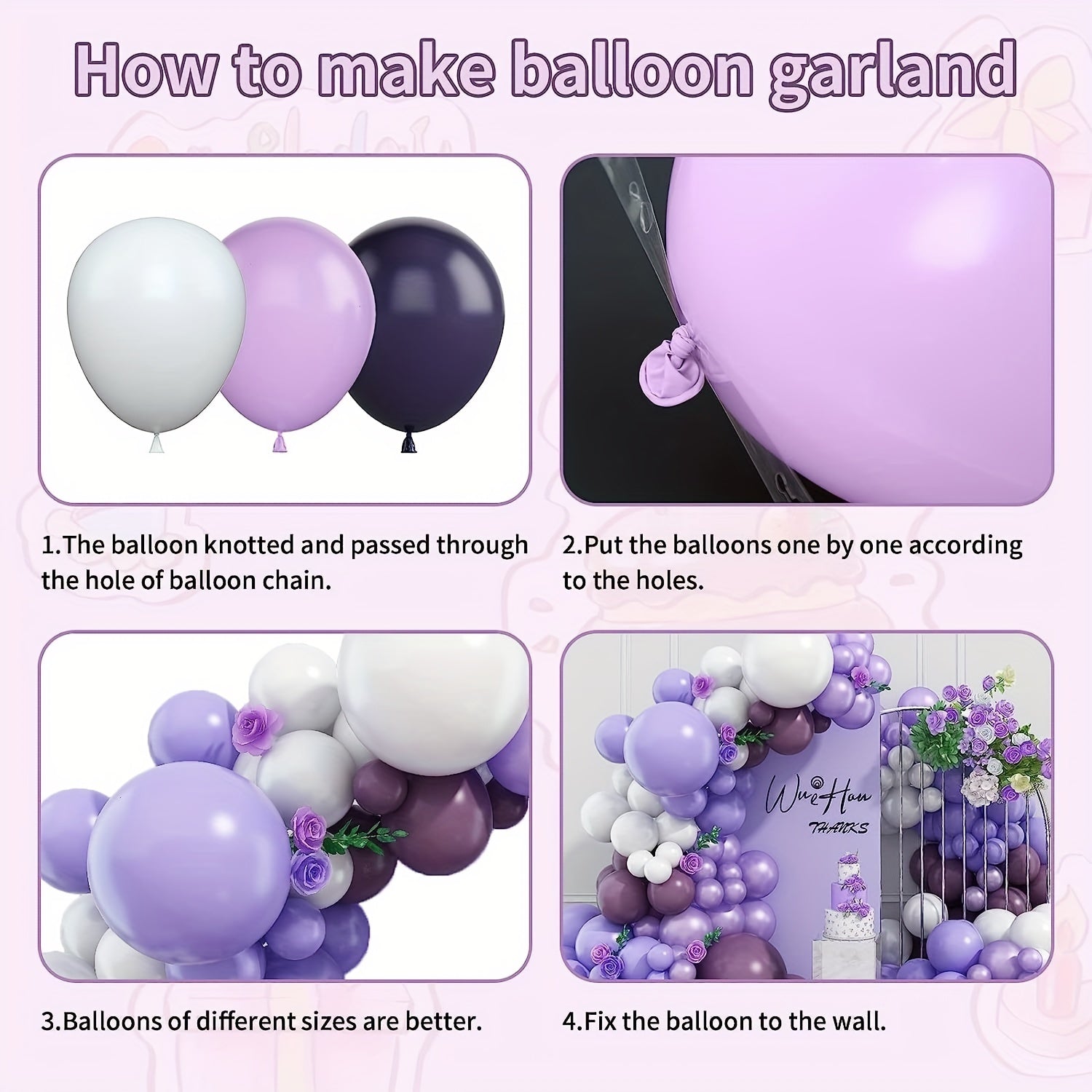 128pcs Purple Balloon Arch Kit Garland For Party Decorations