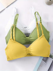 3pcs Girls Wrapped Chest Cami Vests Backless Tube Tops Push Up Bras