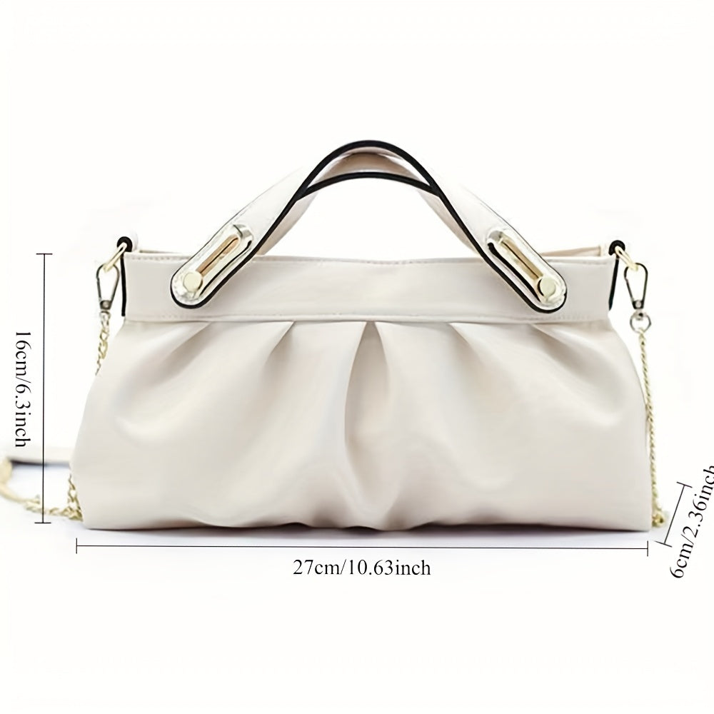 Soft Cowhide Leather Clutch Bag with Golden Tone Hardware in Light Brown