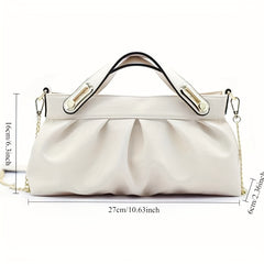 Soft Cowhide Leather Clutch Bag with Golden Tone Hardware in Light Brown