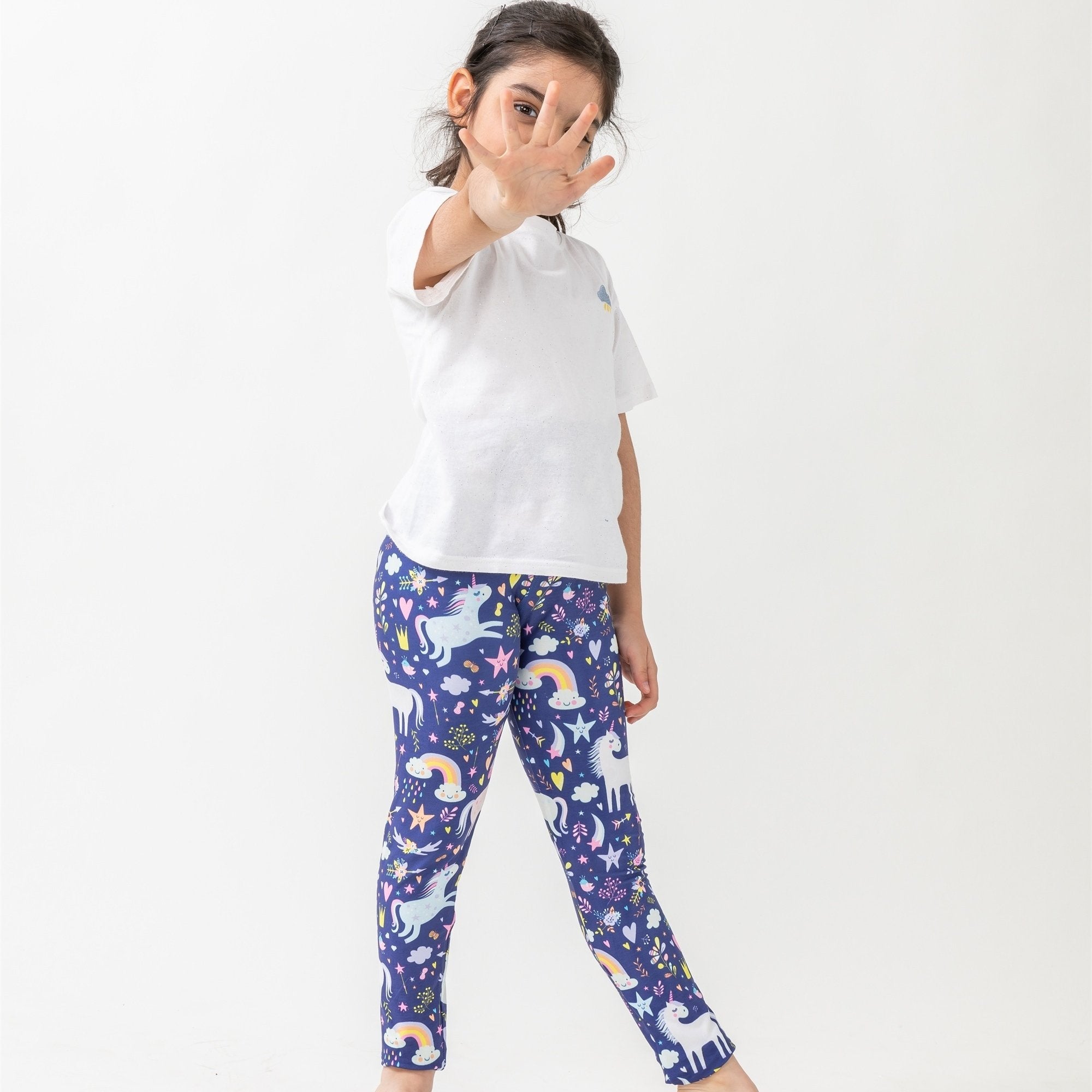 Girls Unicorn Garden Leggings Soft High Stretch