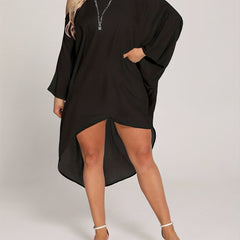 Solid Asymmetrical Long Sleeve Cover Up