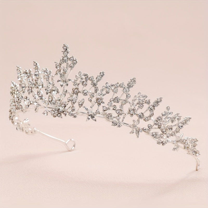 Baroque Style Crystal Tiara Wedding Headband for Bride