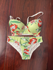 Floral Print Push Up Bra & Panties Set