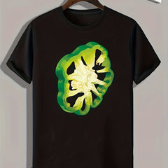 Green Pepper Print Men's Graphic T shirt for Summer