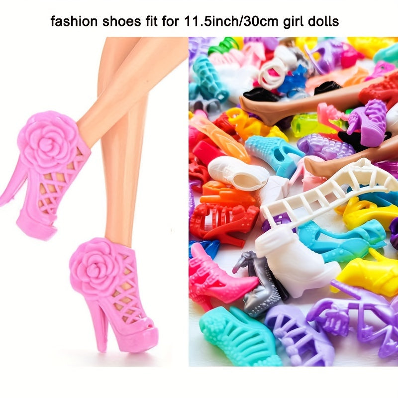 20 Pairs Doll Shoes High Heels Flat Boots 11.5 Inch Doll Accessories