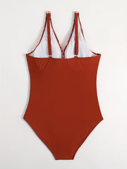 Colorblock Leopard Ruched Side One Piece Swimsuit