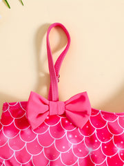 Baby Girls Mermaid One Shoulder Swimsuit Beach Outfit Set