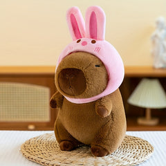 Capybara Plush Toy with Hat Soft Yellow & Green Stuffed Animal