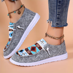 Retro Blocking Print Low Top Sneakers Lightweight Non slip Leisure Walking Shoes