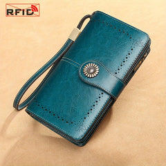 Red Split Leather Women's Wallet with Detachable Wristlet