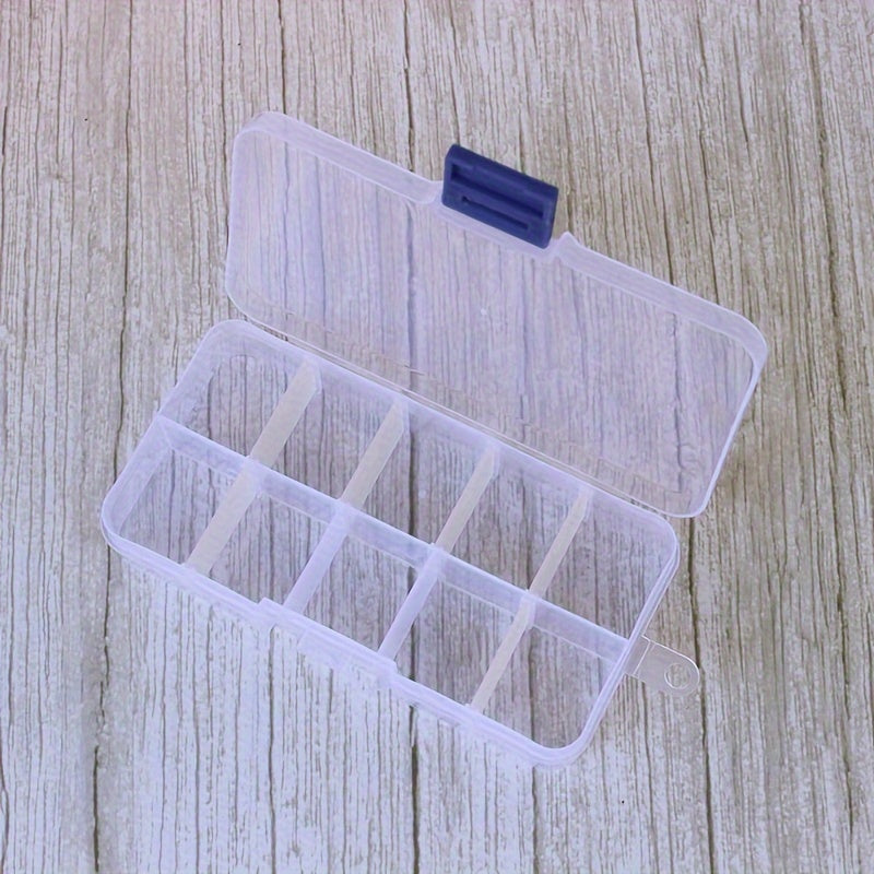 2pcs Plastic Storage Box 10 Grids Organizer Clear Container Jewelry Crafts Pills