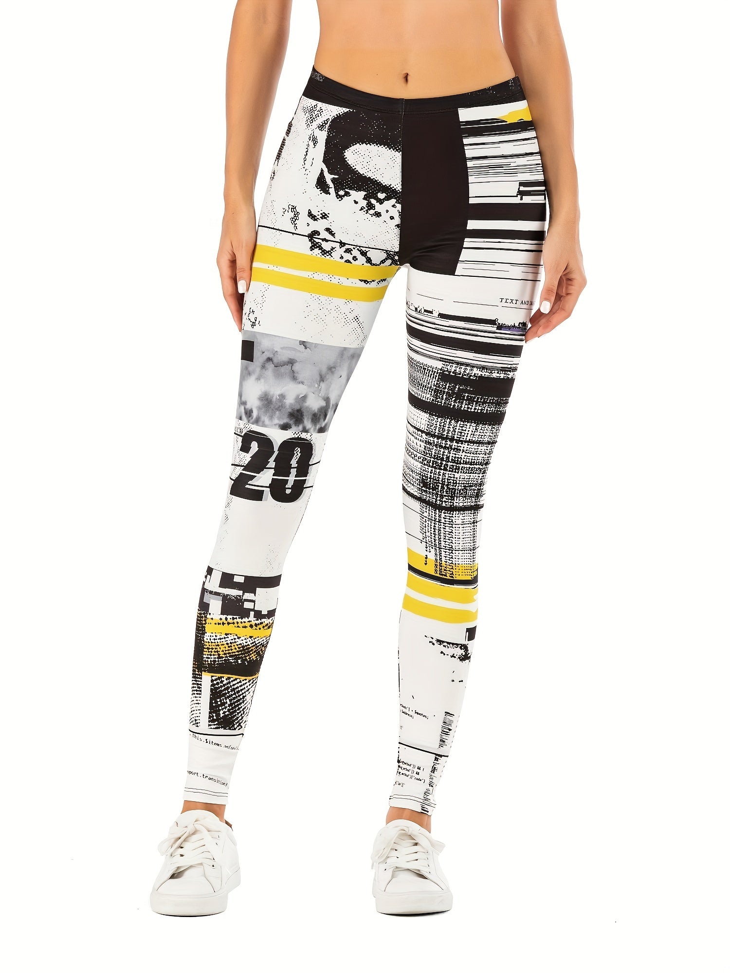 Sexy Stripe Print Leggings High Waist Slim Leggings Women's Clothing