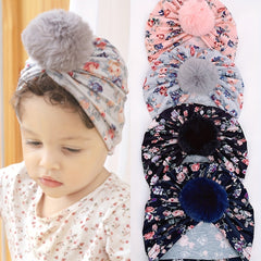 Cozy Baby Turban Hats with Pom pom Knot Caps for Newborns
