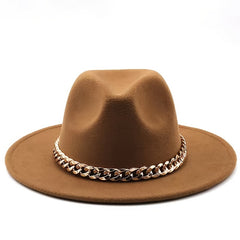 British Style Woolen Jazz Top Hat Big Brim Felt Sun Hat