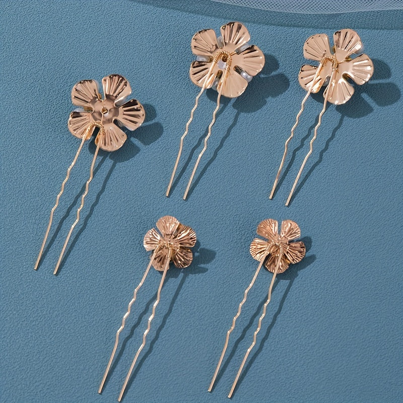 5pcs Crystal Rhinestone Bridal Hairpins U Shaped Wedding Hairpin