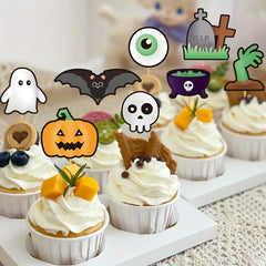 9pcs Halloween Cake Decorations Ghost Skeleton Funny Insert Paper Tray