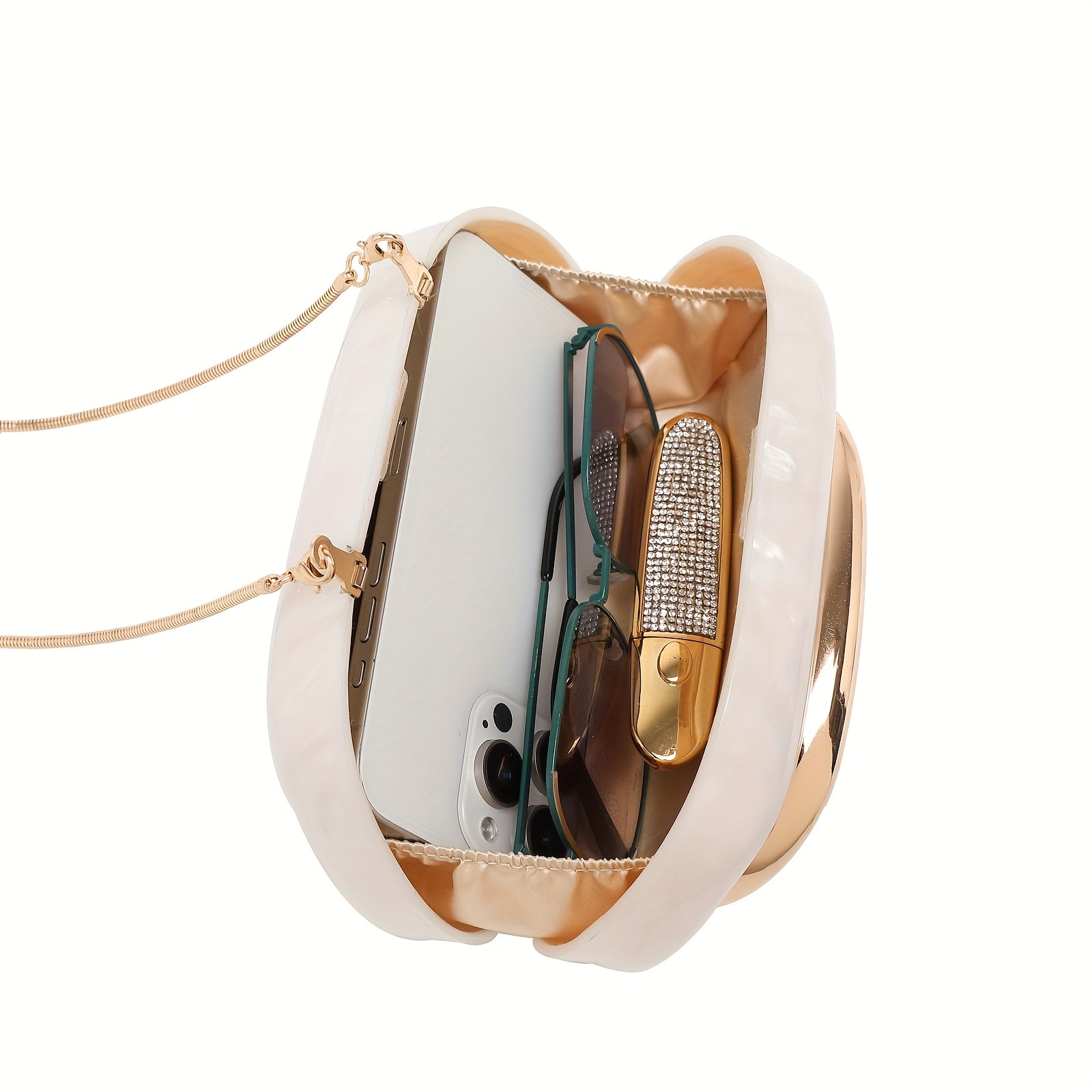 Acrylic Evening Clutch with Chain Strap Wedding Party Handbag