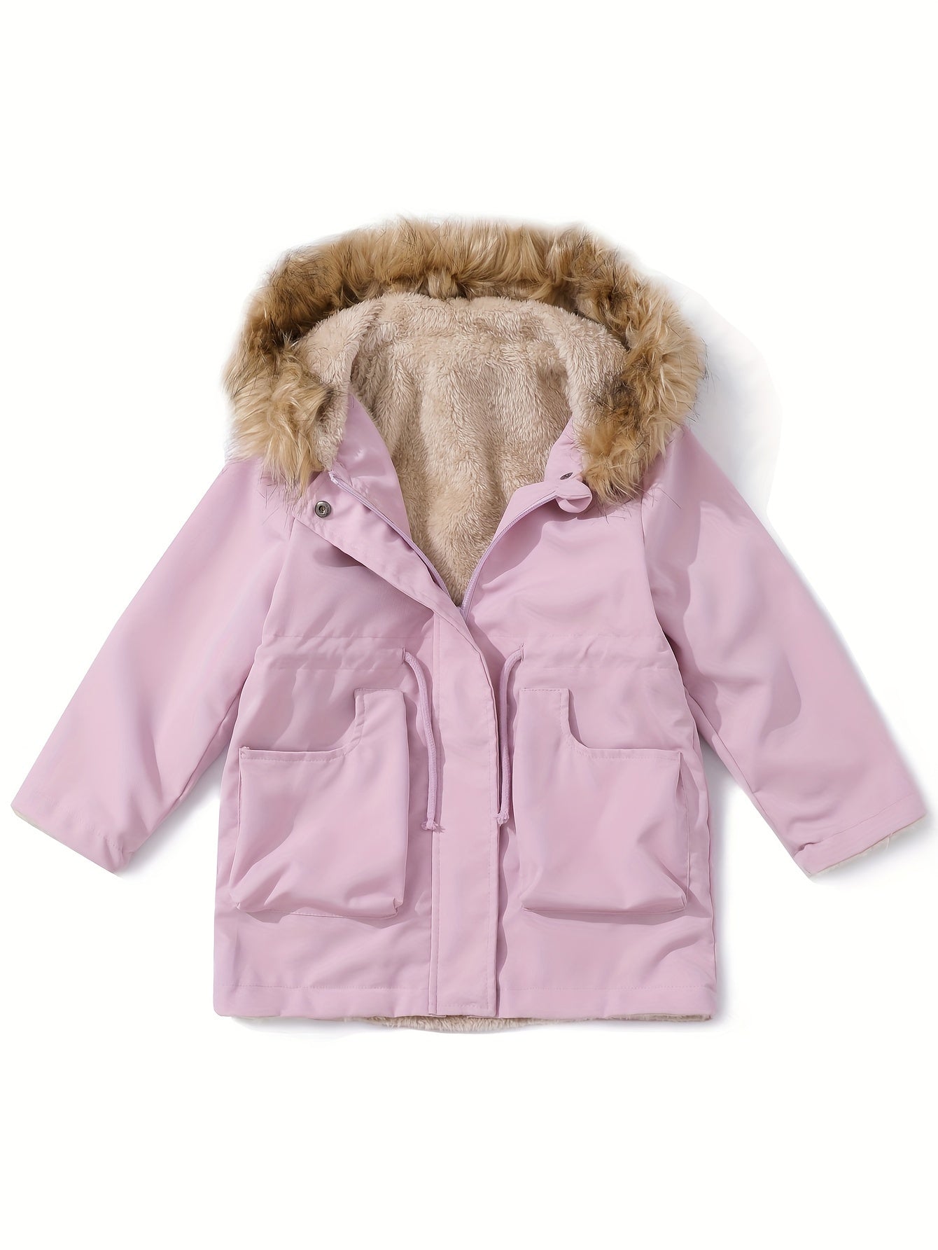 Toddler Girls Fleece Hooded Jacket Coat For Fall Winter