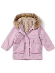 Toddler Girls Fleece Hooded Jacket Coat For Fall Winter