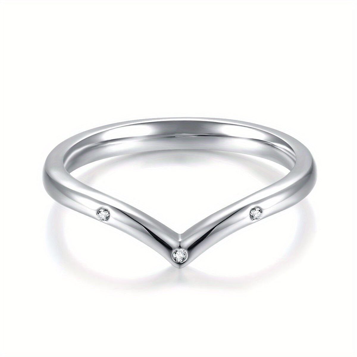 925 Sterling Silver V Ring with Cubic Zirconia | V Symbol Victory | Girls Gift