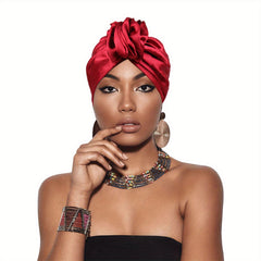 Satin Flower Elastic Turban Cap Soft Head Wrap Women Ramadan Beanie