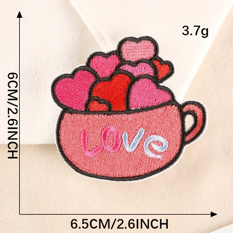 2pcs Heart Iron On Patches Sew On Embroidered Applique Patch DIY For Clothing