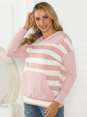 Women's Striped Hoodie Block Hooded Sweatshirt