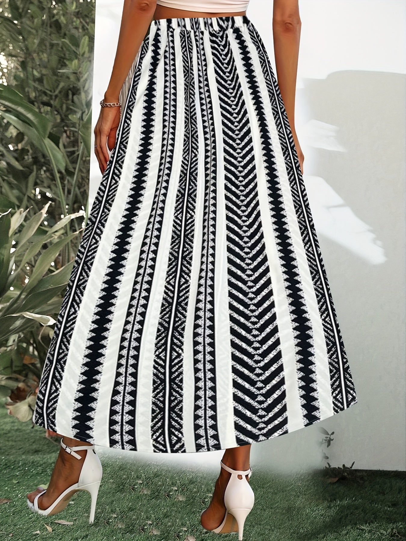 Geo Pattern A-line Skirt for Summer & Spring