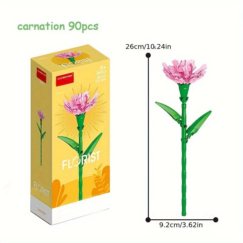 DIY Building Block Flower Bouquet Kit - 12 Models Desk Decor Set