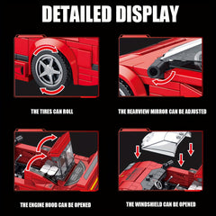 322pcs Red Sports Car Model Building Kit ABS Manual Dustproof Display Box Age 6