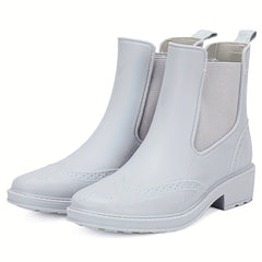 PVC Round Toe Flat Waterproof Rain Boots Comfortable Non Slip Rain Shoes
