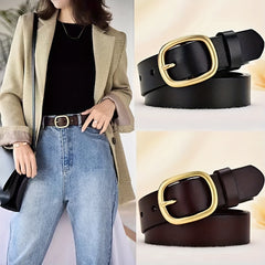 Leather Belt Copper Buckle Solid Belt Unisex Jeans Pants Belt