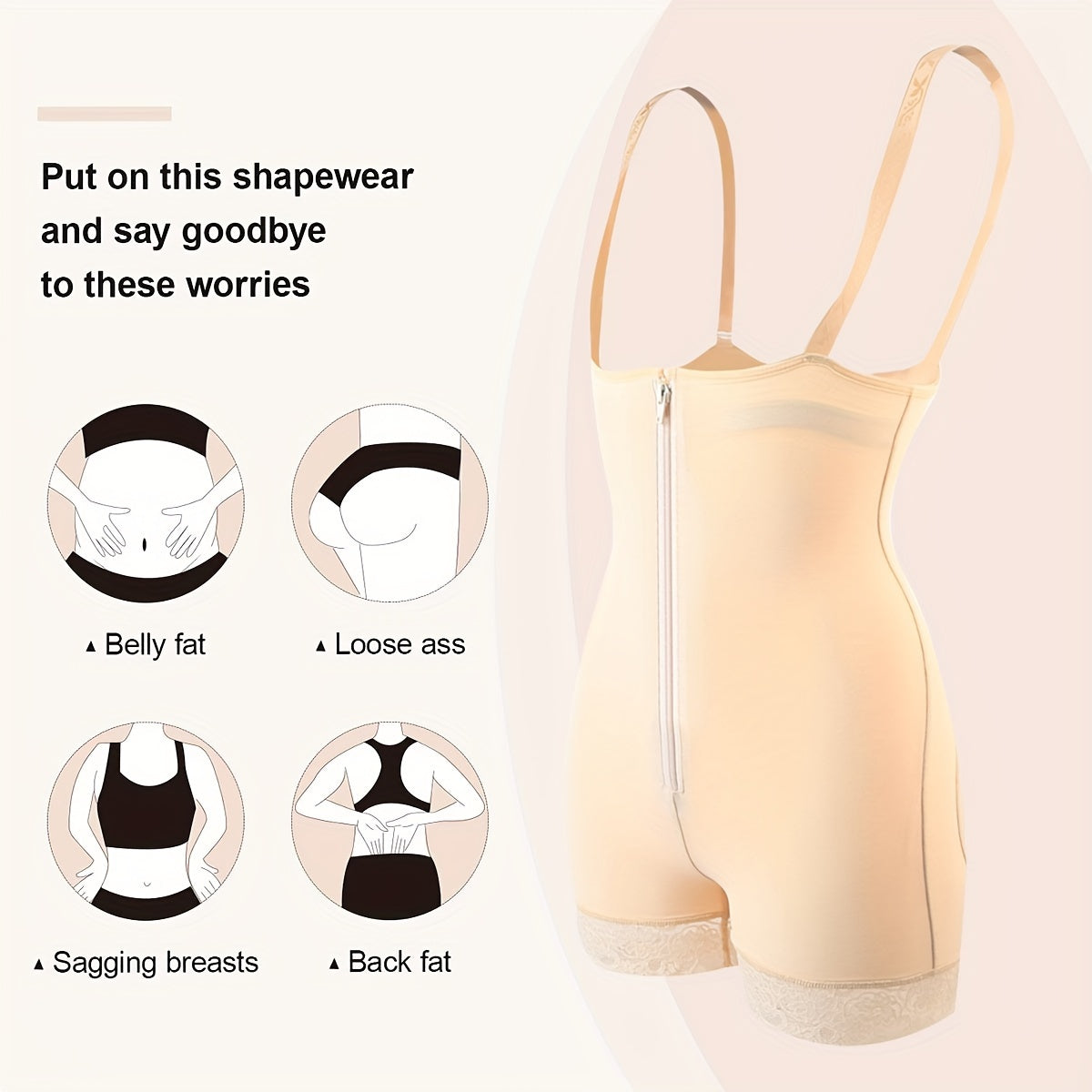 Women's Zipper Tummy Control Shapewear for Sports
