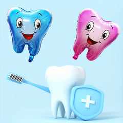 2pcs Smile Teeth Balloon Set Pink Aluminum Film Love Teeth Oral Clinic Party Dec