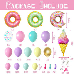 139pcs Pastel Donut Balloon Garland Arch Set Sweet One Birthday Party Decoration