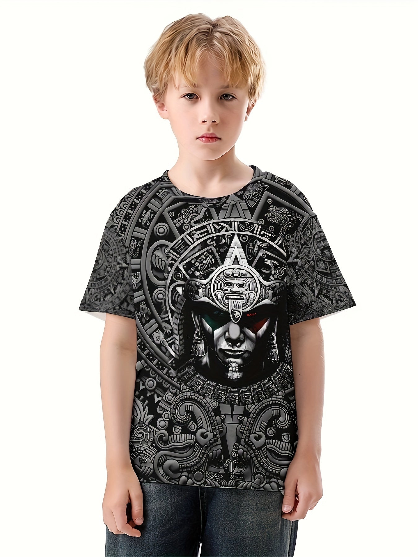 Mexico Man 3D Print Boy's Casual Tees Short Sleeve Crew Neck Comfy T shirt Kids