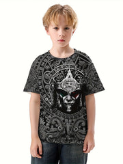 Mexico Man 3D Print Boy's Casual Tees Short Sleeve Crew Neck Comfy T shirt Kids