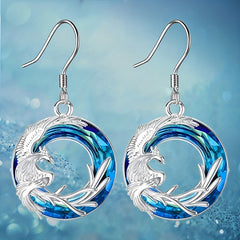 Funky Silver Phoenix Round Earrings for Men Women