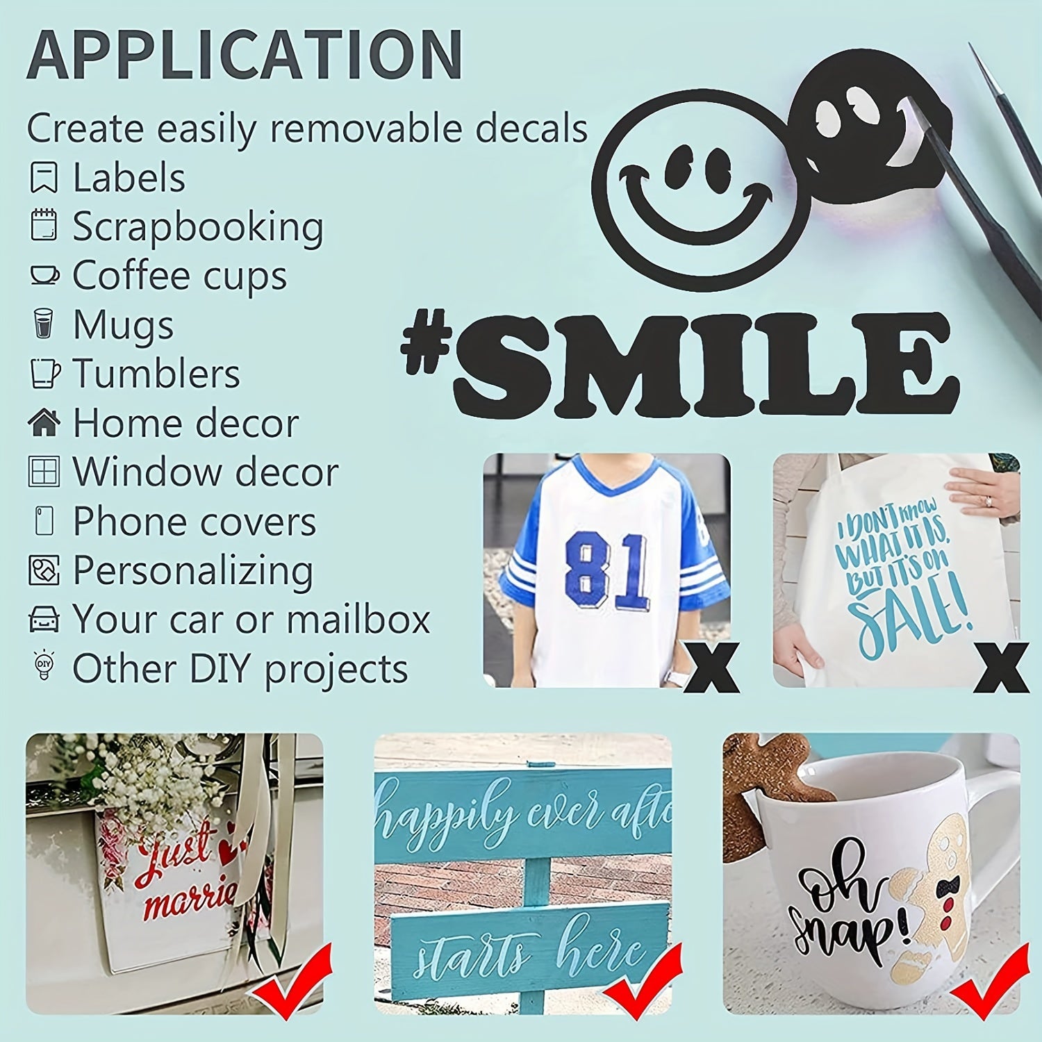 Self Adhesive Vinyl Roll for Craft Projects Signs Home Deco Car Deco Sticker