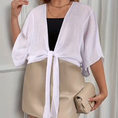 Casual Cardigan Women's Plus Solid Bat Sleeve Thin Summer Cardigan
