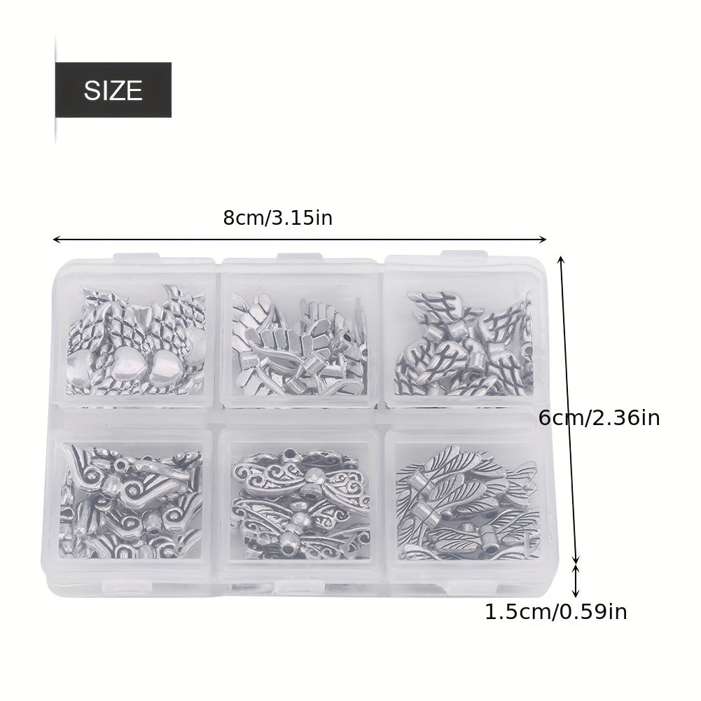60pcs Angel Wing Beads DIY Jewelry Findings in Storage Box