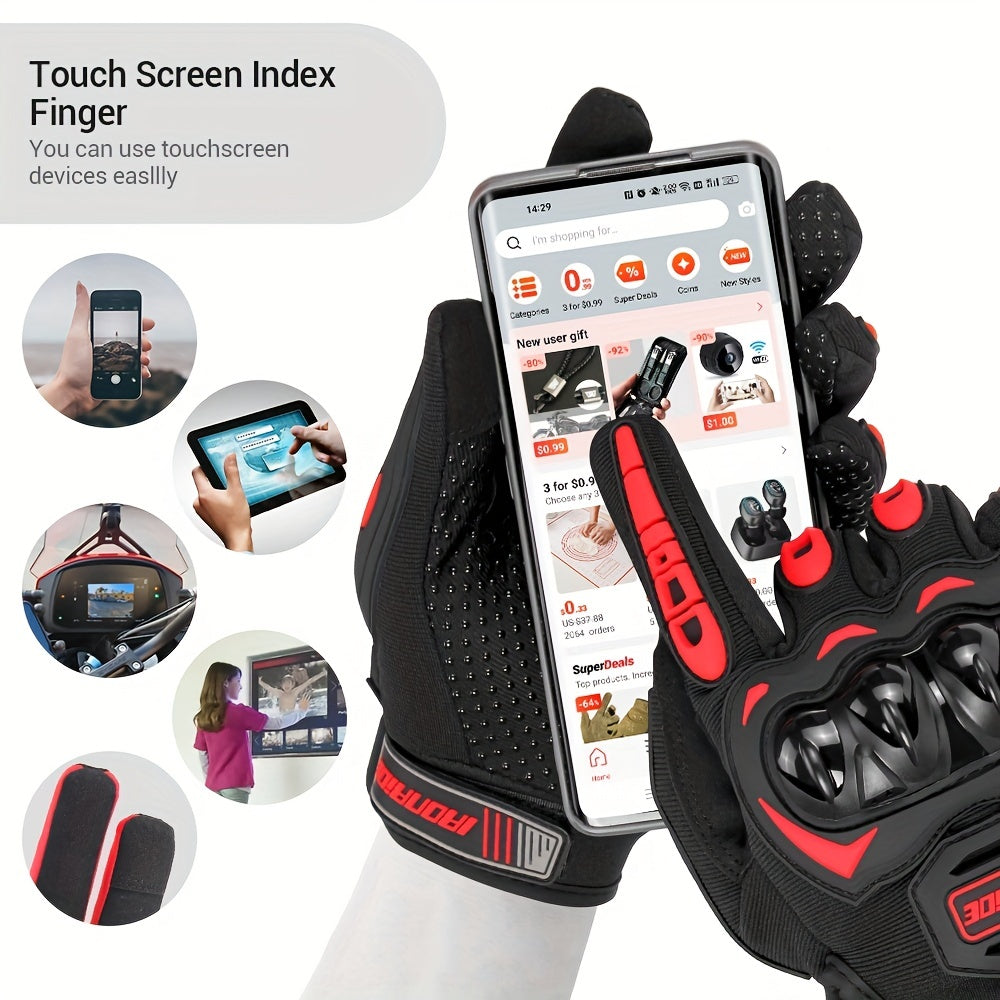 Summer Motorcycle Gloves Touch Screen Full Finger Non-slip Riding Gloves